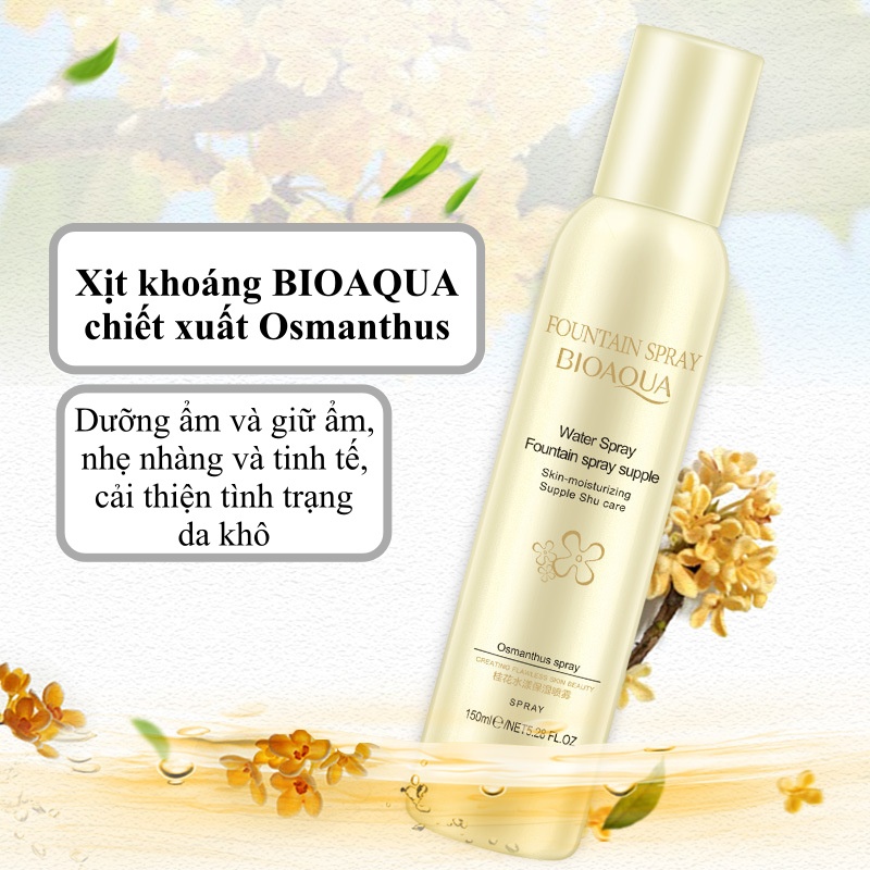 Xịt khoáng dưỡng ẩm BIOAQUA dịu nhẹ, kiểm soát dầu, sảng khoái giúp da mềm mịn trắng sáng tự nhiên SPU167