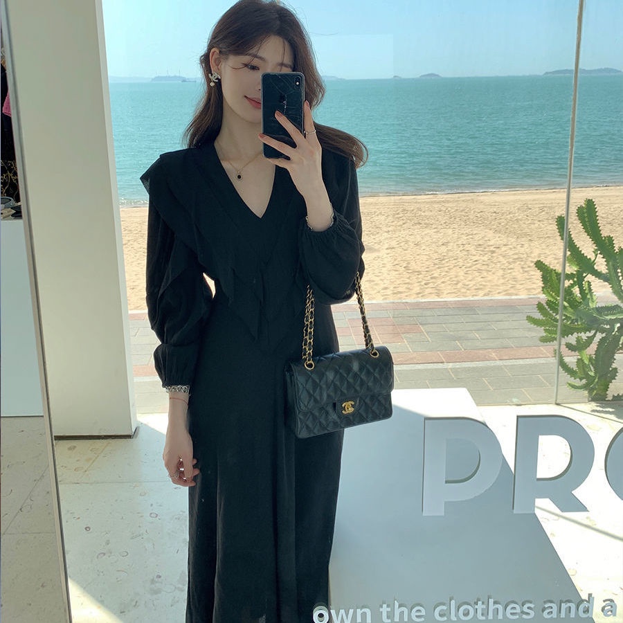 Đầm Tay Phồng Cổ Chữ V Thiết Kế Đơn Giản Thời Trang Theo Phong Cách Hàn Quốc