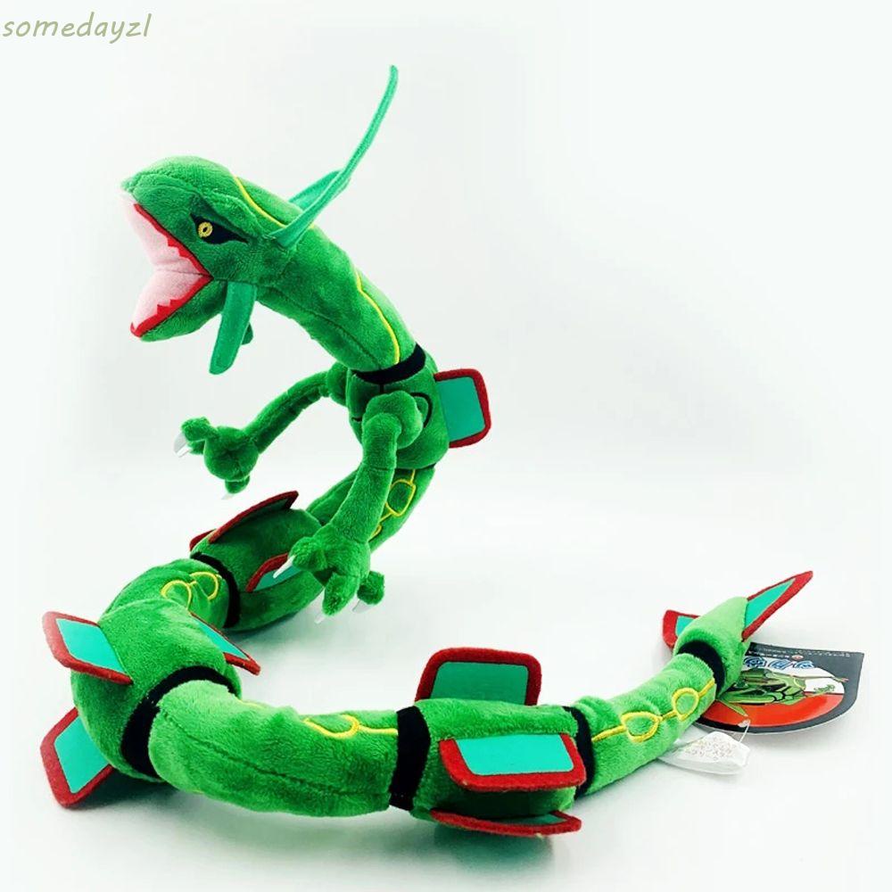 Đồ chơi nhồi bông hình nhân vật Rayquaza Ray Dra trong phim hoạt hình Pokemon màu xanh lá/đen dùng làm quà tặng cho bé