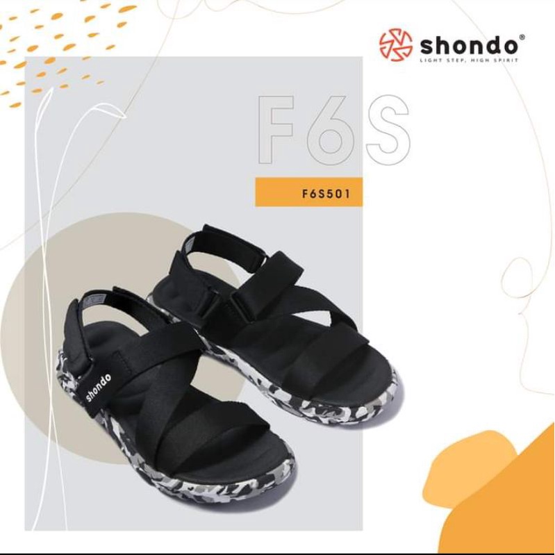 𝗦𝗛𝗢𝗡𝗗𝗢 𝗙𝟲 | Giày dép Sandals Shondo đen đế lính - F6S501 Camo