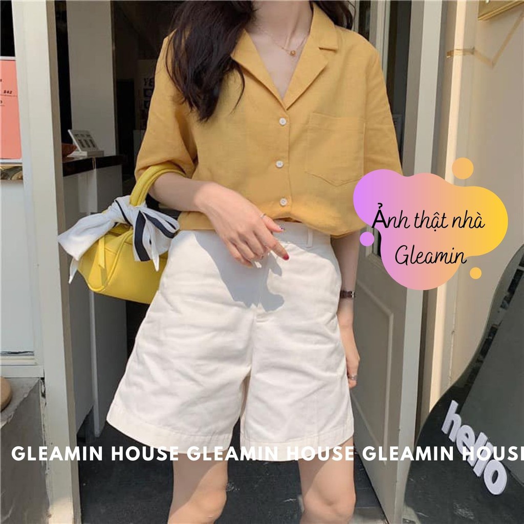 ( Ảnh thật/sẵn ) Áo sơ mi nữ cổ V , Áo smi cộc tay đũi nhật mát mịn không nhăn 4 màu | BigBuy360 - bigbuy360.vn