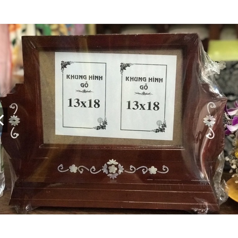 Khung ảnh thờ đôi cao cấp 13x18 có 2 màu nâu và đen