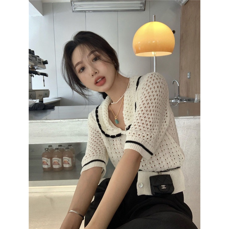 Áo Sweater Ngắn Tay Dáng Rộng Thời Trang Xinh Xắn