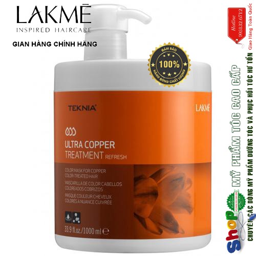 [Lakme-chính hãng] Kem ủ tóc cho tóc nhuộm màu đồng Lakme Teknia Ultra Copper Treatment Refresh 1000ml