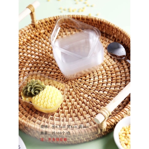 100 vỏ kèm khay túi đựng bánh dứa kt khay 6,5x5cm