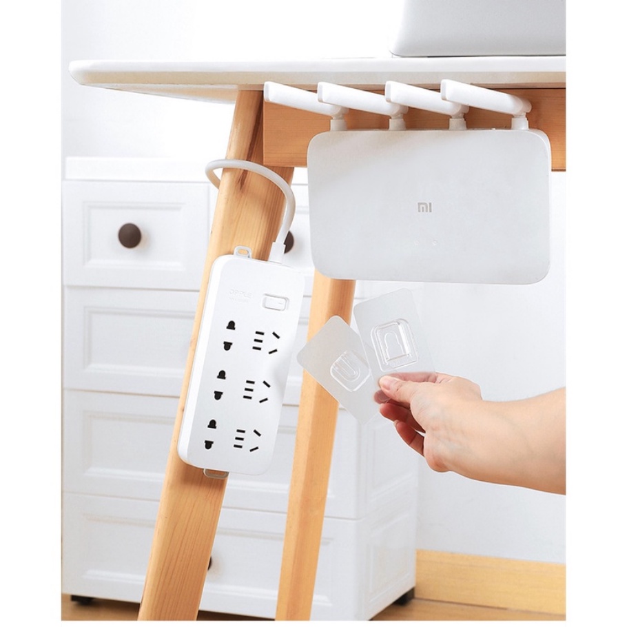 1 Cặp Móc Treo Đồ Dán Tường Hai Mặt Trong Suốt Đa Năng