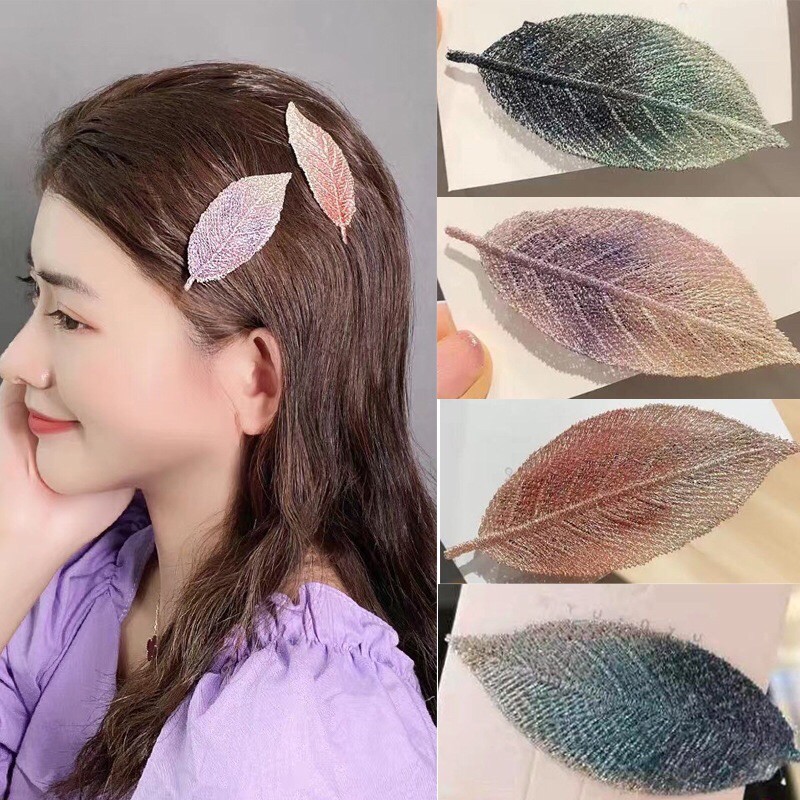 [GIÁ SẬP SÀN] Kẹp tóc chiếc lá 4 màu style Korea