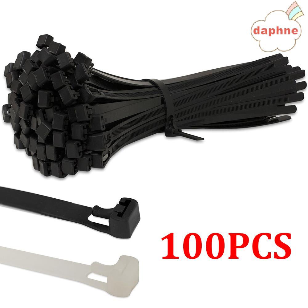 Daphne Set 100 Dây Rút Nylon Màu Trắng / Đen Tự Khóa Có Thể Tái Sử Dụng