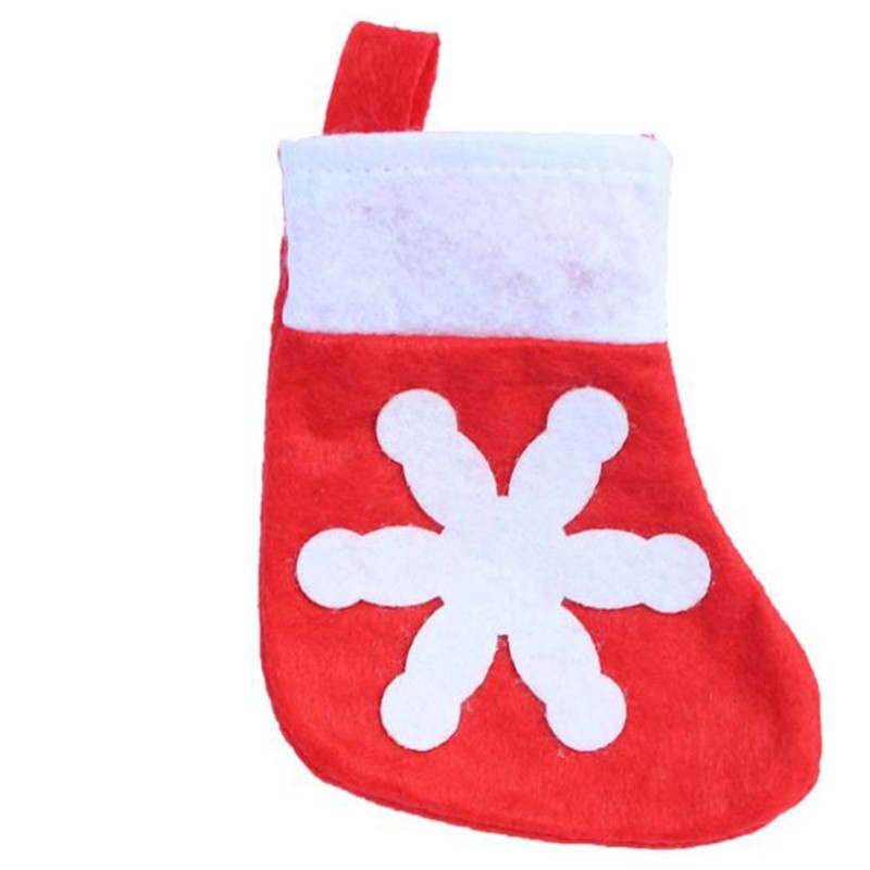 12pcs Snowflake Pattern Christmas Socks Utensils Cutlery Bags Table Decorations Forks Pockets Candy Bags