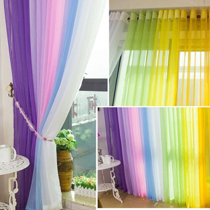 Rèm cửa sổ Vải Tuyn Họa Tiết Hoa Xinh Xắn Trang Trí Nội Thất