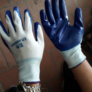Găng tay cao su, găng tay phủ sơn tĩnh điện màu xanh