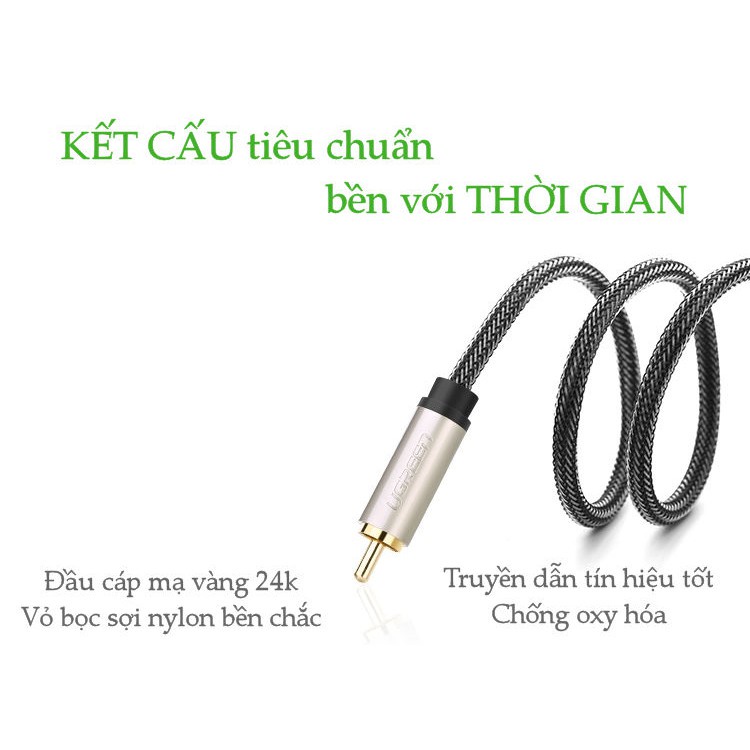 Cáp Audio 3.5mm digital sang RCA Coaxial UGREEN AV132 - Hàng phân phối chính hãng - Bảo hành 18 tháng
