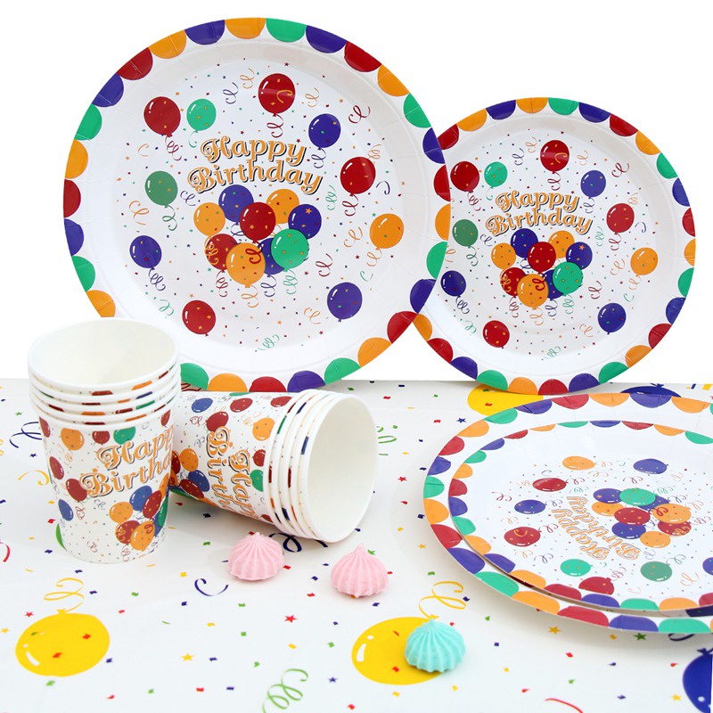 Bộ Dụng Cụ Bàn Ăn Và Ống Hút Dùng Một Lần Màu Cầu Vồng Cho Tiệc Sinh Nhật/Đám Cưới