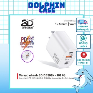 Củ Sạc Nhanh 20W SD Design HG 08 chất lượng cao cho iPhone iPad Oppo Android Samsung Huawei Xiaomi - Hàng Cao Cấp