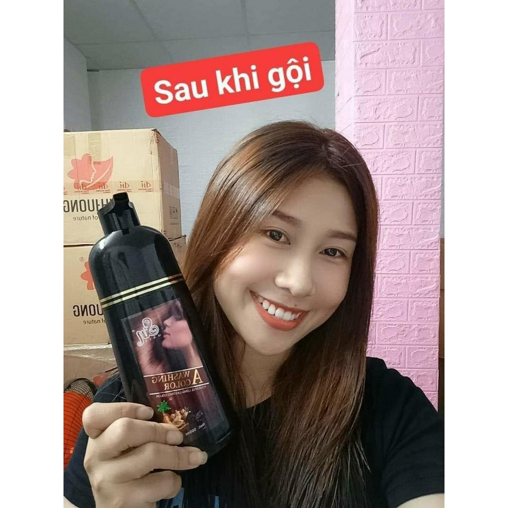 Dầu gội đầu phủ bạc màu Nâu không lược SIN HAIR Nhật Bản 500ml, phủ bạc đều màu tự nhiên không hại cho da