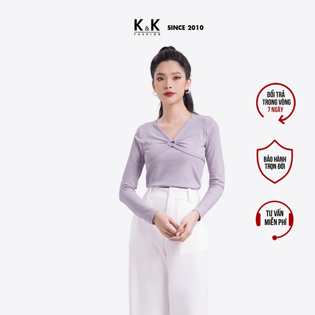 Áo Thun Kiểu Xoắn Ngực K&K Fashion ASM09-33 Tay Dài Chất Liệu Thun Lụa