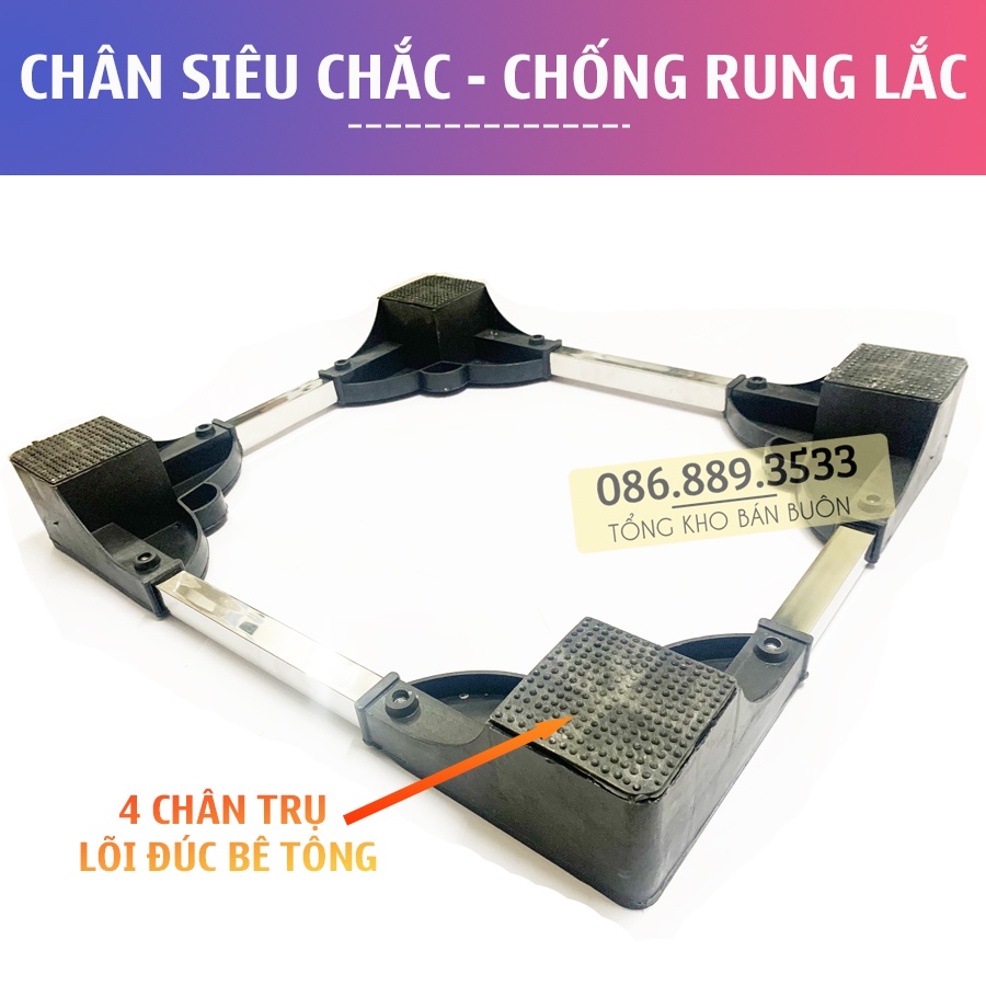 Chân Đế Kê Máy Giặt, Tủ Lạnh, Máy Sấy, Máy Rửa Bát - Chân Để MG Đa Năng Lõi Bê Tông Chịu 400 Kg - Dễ lắp đặt