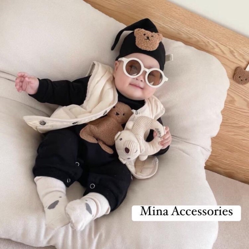 Mũ cotton gấu bông Mina dễ thương cho bé sơ sinh