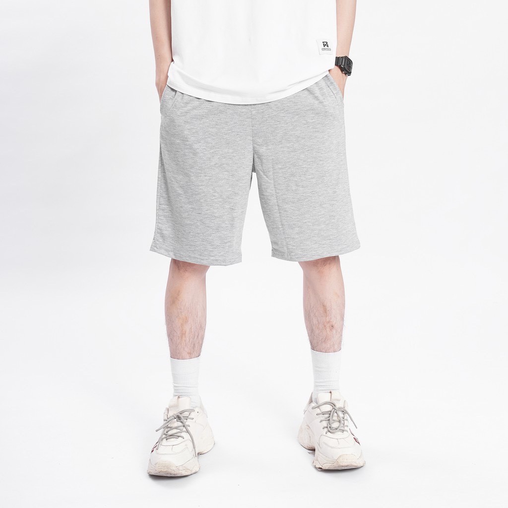 Quần short đùi thể thao nam nữ basic unisex phong cách đường phố Hàn Quốc ulzzang chất liệu nỉ da cá Giisel - Ghi và Đen