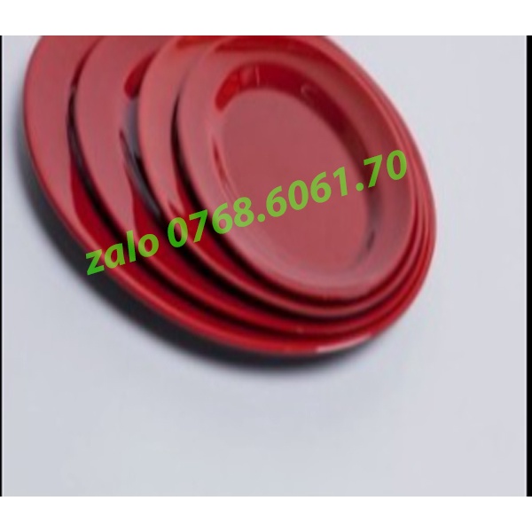 Dĩa nhựa kiểu hột xoài Melamine hai Lớp đỏ đen cao cấp