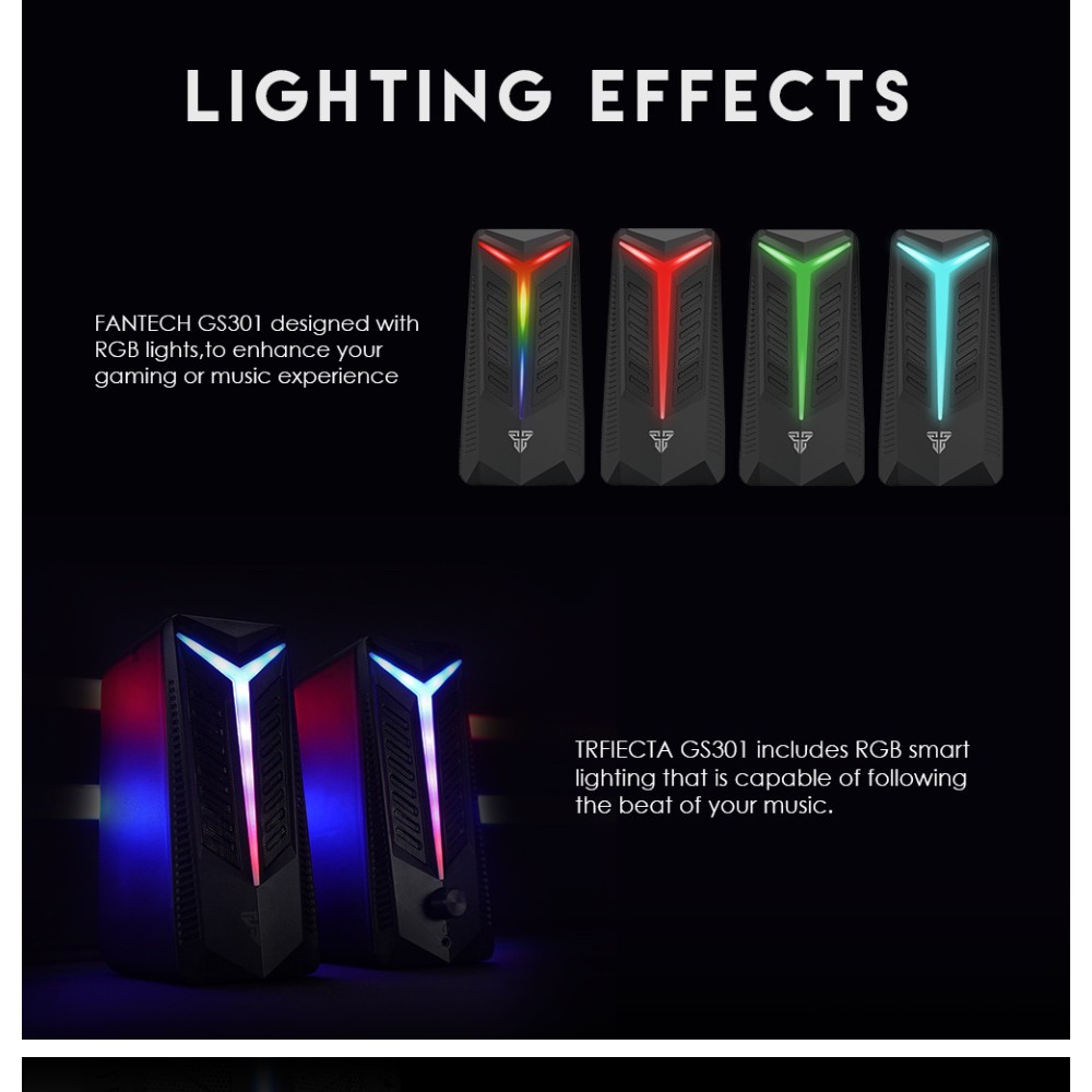 Loa Vi TÍnh Gaming Fantech GS301 TRIFECTA LED RGB 6 Chế Độ Hỗ Trợ Kết Nối Bluetooth 5.0 Và AUX 3.5mm