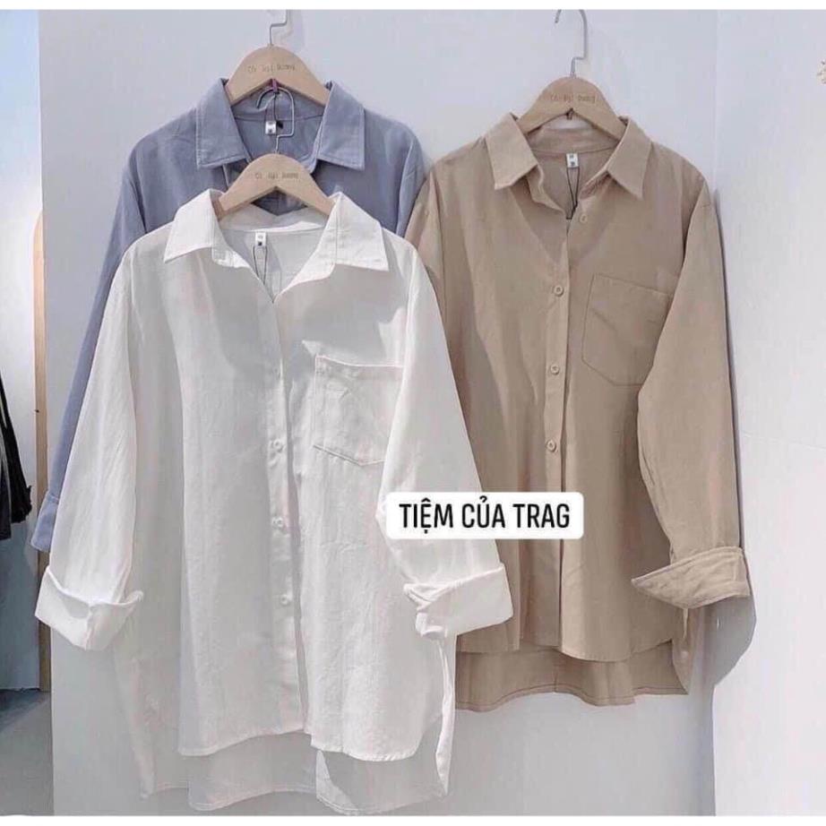 Áo Sơ Mi  Nữ  Form Rộng Hàn Quốc Đũi Trơn Dày Mịn Thoáng Mát Thiết Kế Thời Trang Kiểu Dáng Năng Động Trẻ Trung