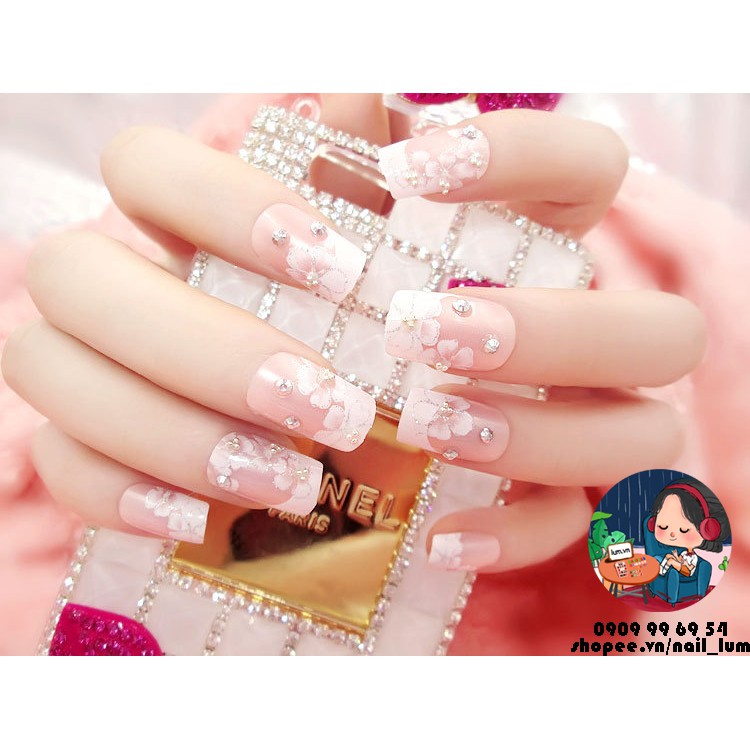 Móng Giả - Nail 3D Dài - Đính Đá [Sẵn Keo - Đóng Hộp 24 Mẫu Đủ Size]