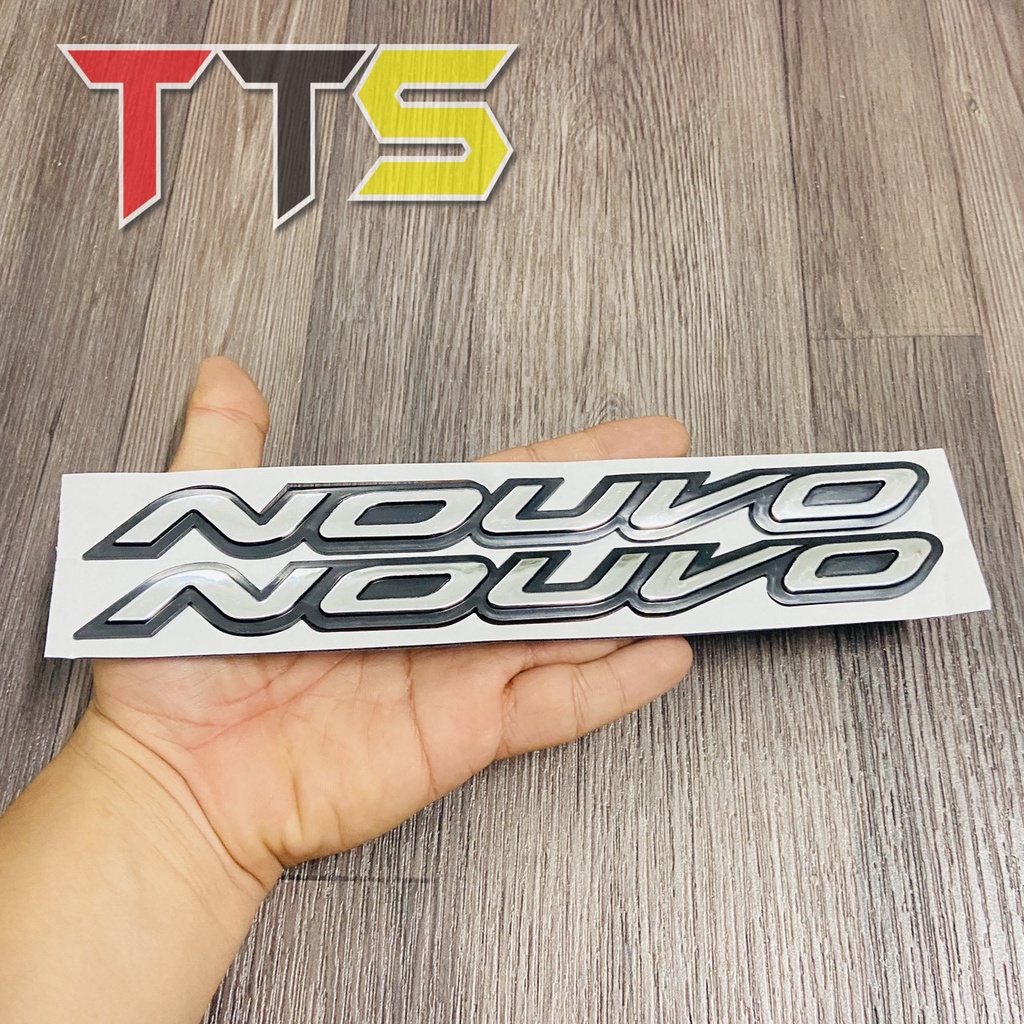 Bộ tem logo chữ nổi NOUVO 1, 2, 3 đời đầu chất liệu nhựa cứng 3d dáng trang trí xe yamaha