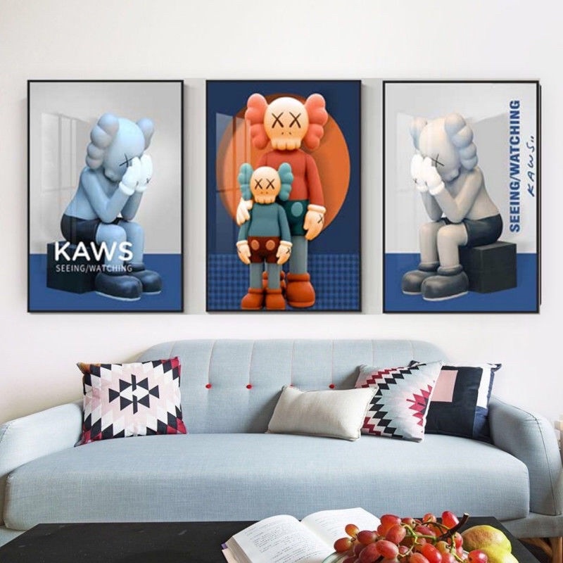 Tranh tráng gương cao cấp gấu kaws/ bearbrick