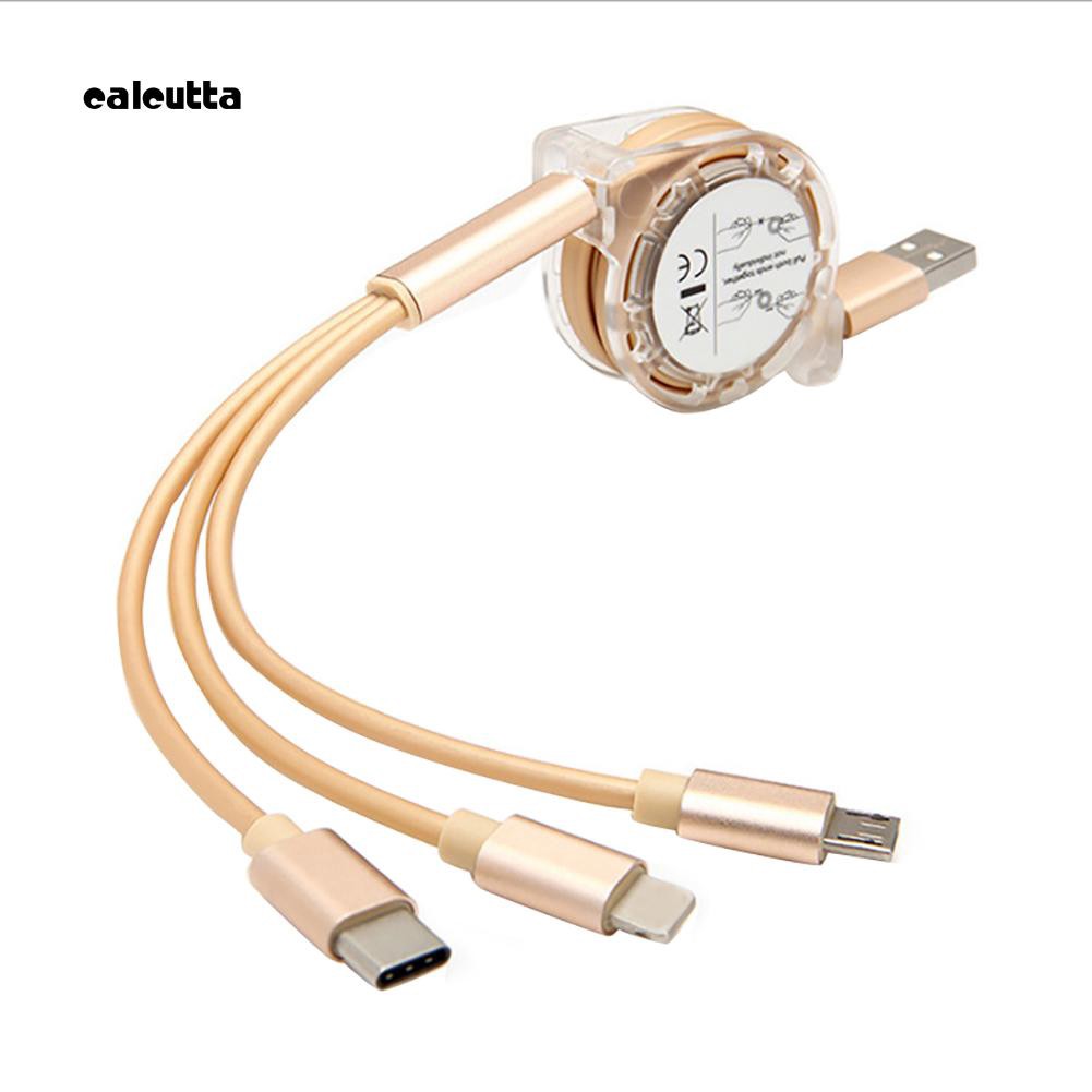 Cáp sạc nhanh 3 trong 1 với cổng Micro USB Type C cho điện thoại Android