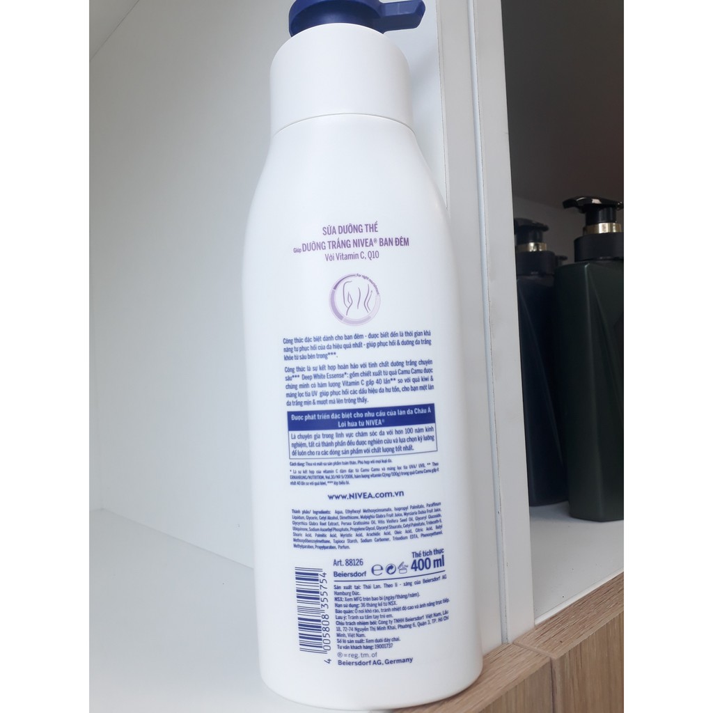 Sữa dưỡng thể trắng da ban đêm Nivea Extra White Night Nourish Body Lotion 400ml/ Kem dưỡng body