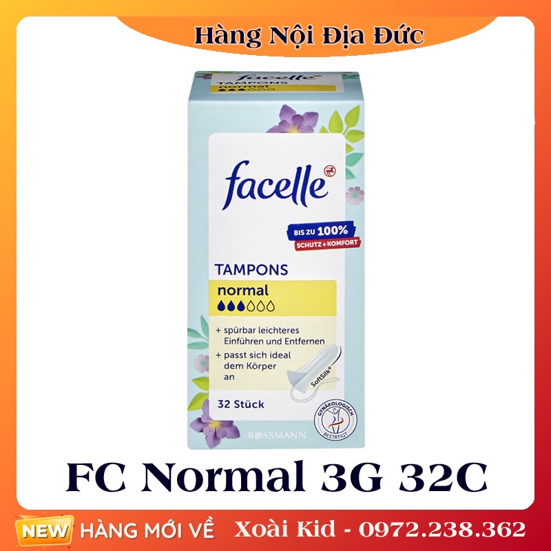 Tampon - Băng vệ sinh Tampon Facelle đầy đủ size chuẩn Đức -Date mới Đủ Bill