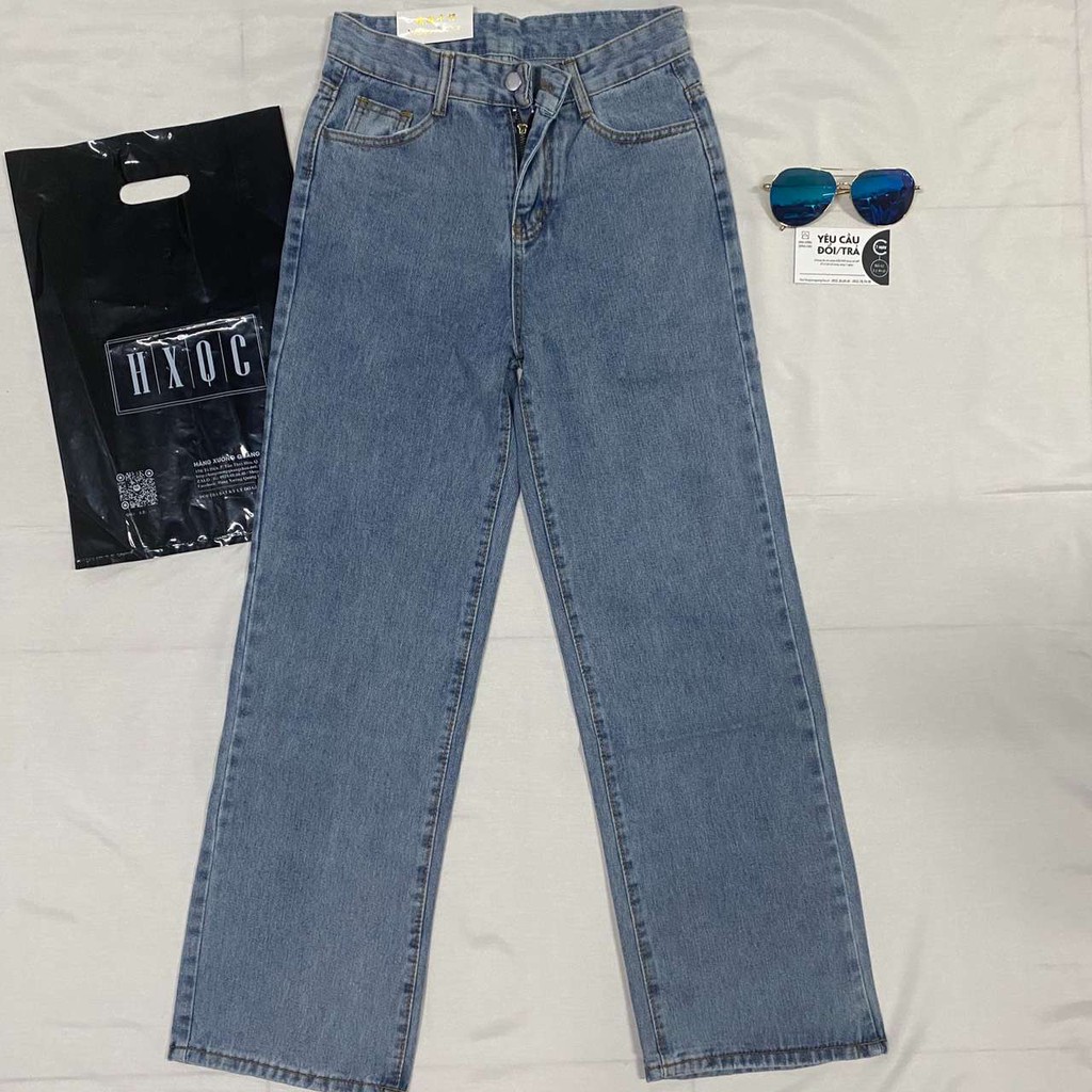 [SẴN] Quần jeans nữ ống rộng xanh nhạt Ulzzang Quảng Châu QDJ51