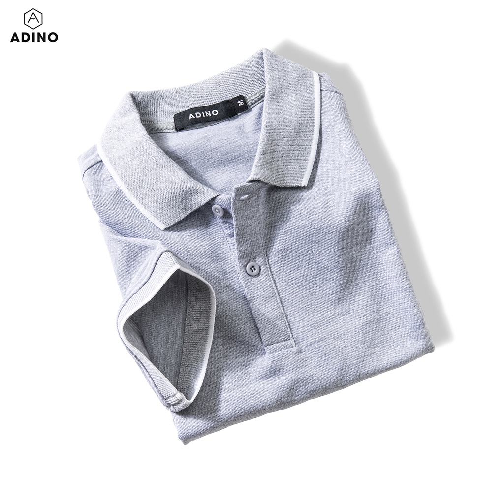 Áo thun polo nữ ghi xám phối viền ADINO vải cotton polyester dáng công sở slimfit hơi ôm trẻ trung APN02