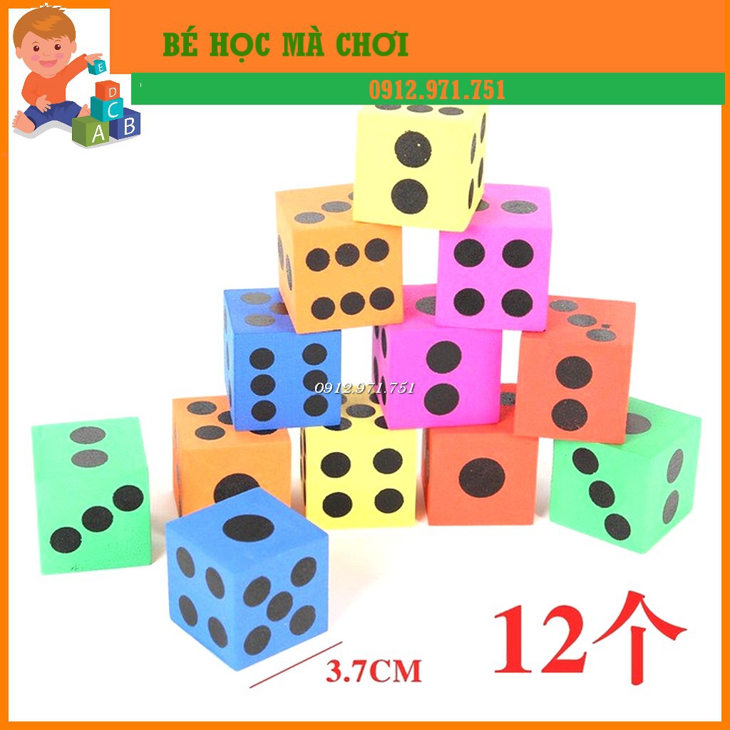 Xúc xắc xí ngầu xốp cỡ lớn 6,3cm 3,7cm - Giáo cụ dạy học tiếng anh