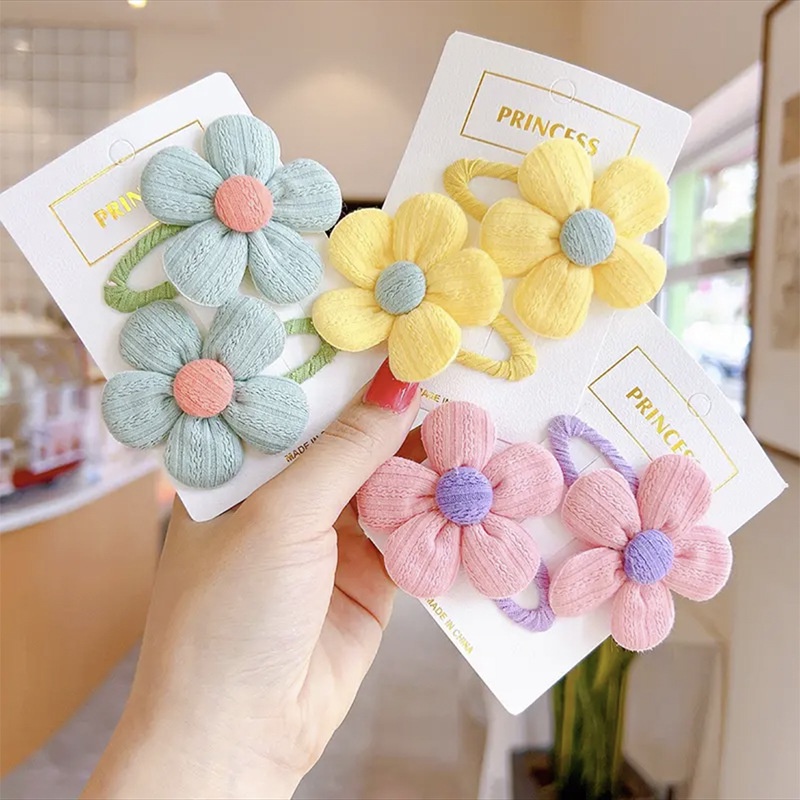 Kẹp tóc hình hoa, Dây buộc tóc co giãn đính hoa