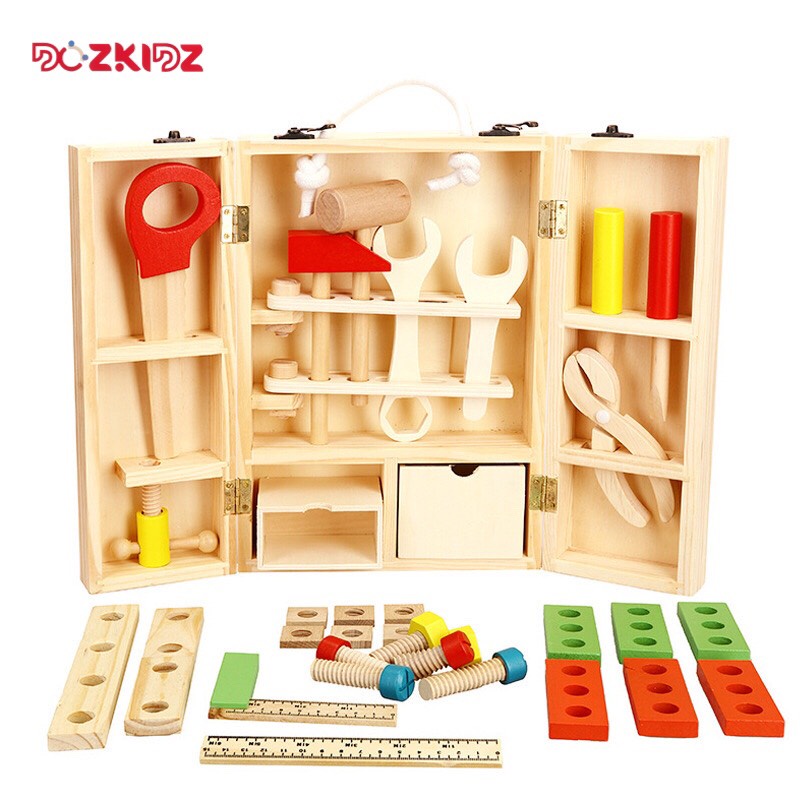 Đồ chơi gỗ hộp dụng cụ sửa chữa cho bé trai từ 3-7 tuổi - DOZKIDZ