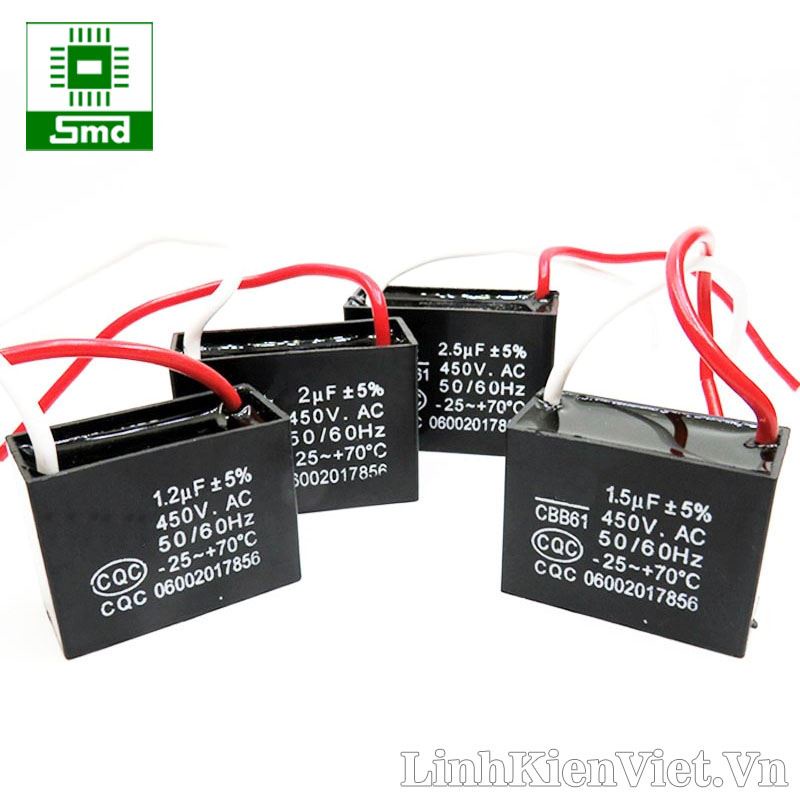 Tụ quạt 1uF 1.5uF 2uF 2.5uF 4.5uF 5uF 8uF 1.8uF 450V Tụ khởi động cho quạt 1 1.5 2 2.5 4.5 5 uF linh kiện chất lượng tốt
