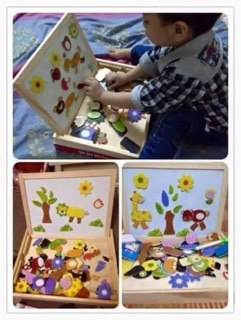 Bộ xếp hình thú gỗ 2 mặt nam châm