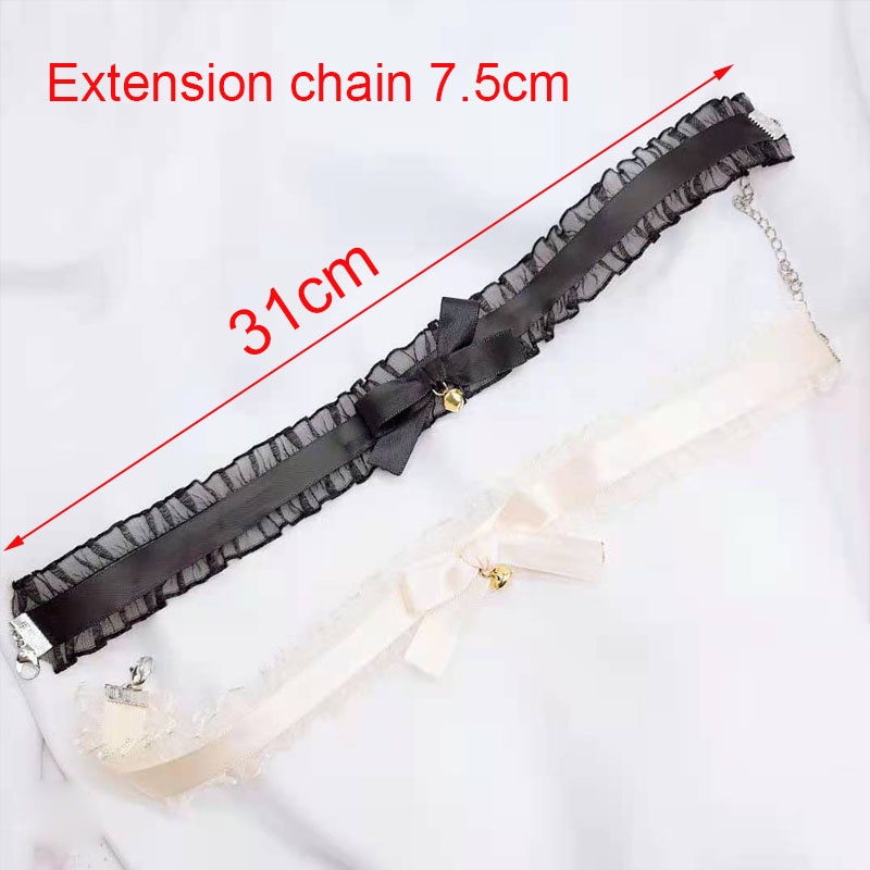 Vòng cổ choker dây nơ phối chuông điệu đà thời trang cho nữ