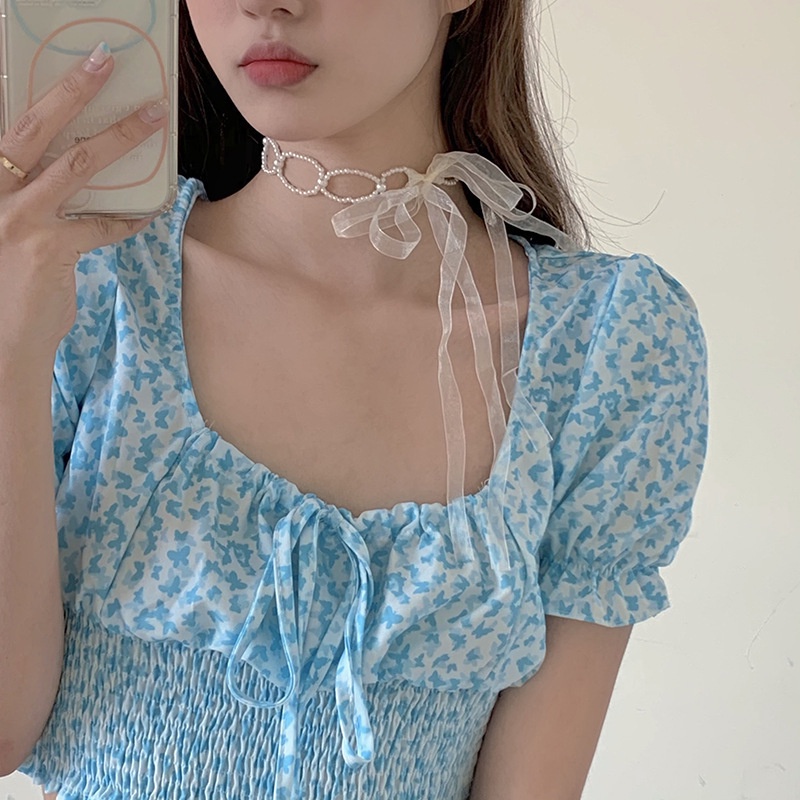 Dây ruy băng buộc trang trí tóc đính ngọc trai thời trang cá tính cho nữ