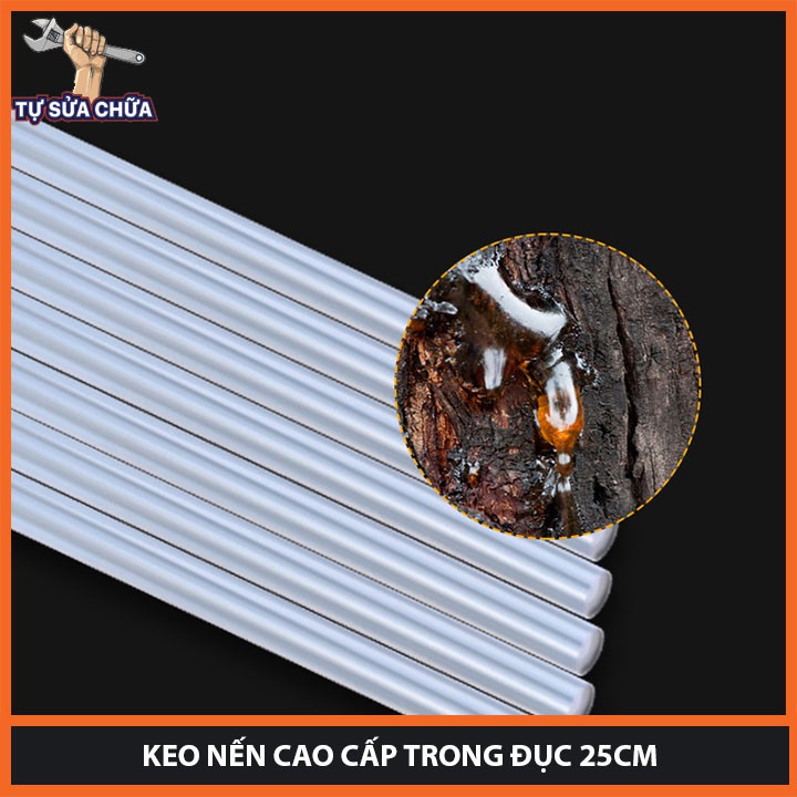 Keo nến Silicon cho súng bắn keo 2 loại 7x250mm, 11x250mm, keo nến hàng chuẩn cao cấp, độ dính tốt, keo ra trong, đẹp