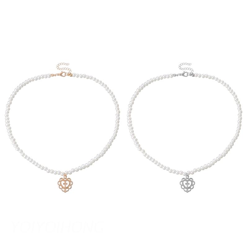 Vòng Cổ Choker Mặt Hình Thánh Giá Đính Ngọc Trai Phong Cách Cổ Điển Cho Nữ