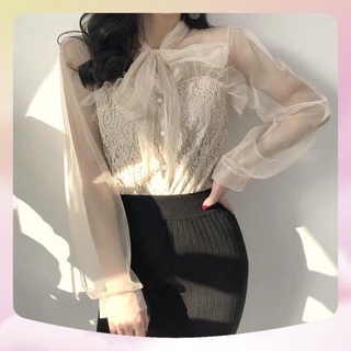 Áo chiffon voan mỏng phối ren