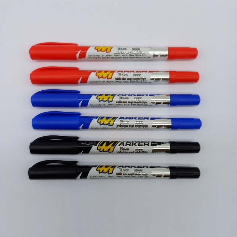 Bút dạ kim CD 2 đầu  mới E055 xanh, đen, đỏ
