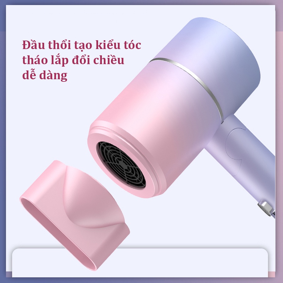 Máy Sấy Tóc Mini HAIR DRYER Gấp Gọn 2 Chiều Nóng Lạnh, Công Suất Lớn 2200W, 3 Chế Độ Chăm Sóc Chuẩn Salon
