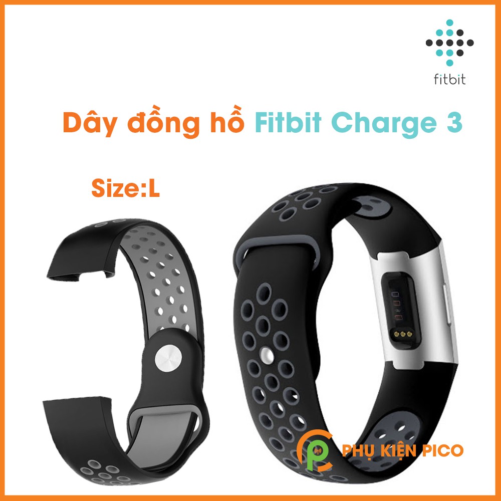 Dây đồng hồ Fitbit Charge 3 silicon hai màu có lỗ thoáng khí