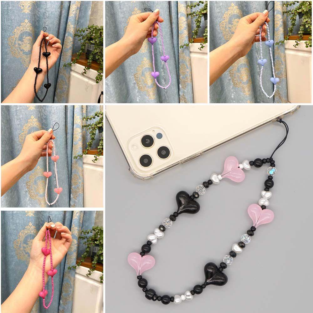 ☆YOLA☆ Acrylic Cellphone Straps Colorful Lanyard for Keys Mobile Phone Chain Summer Jewelry Universal Cord Boho Ornament Cartoon Phone Accessory Handmade Bead Lanyard