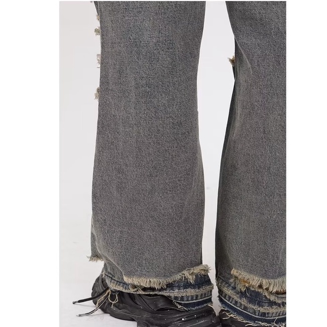 Quần Jean Lưng Cao Ống Rộng Phối Khóa Kéo Cá Tính Theo Phong Cách Hàn Quốc Dành Cho Nam quần jean nam bigsize rách gối