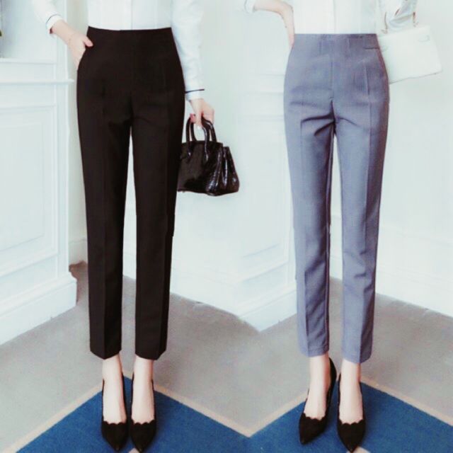 quần tây cạp cao khóa sườn